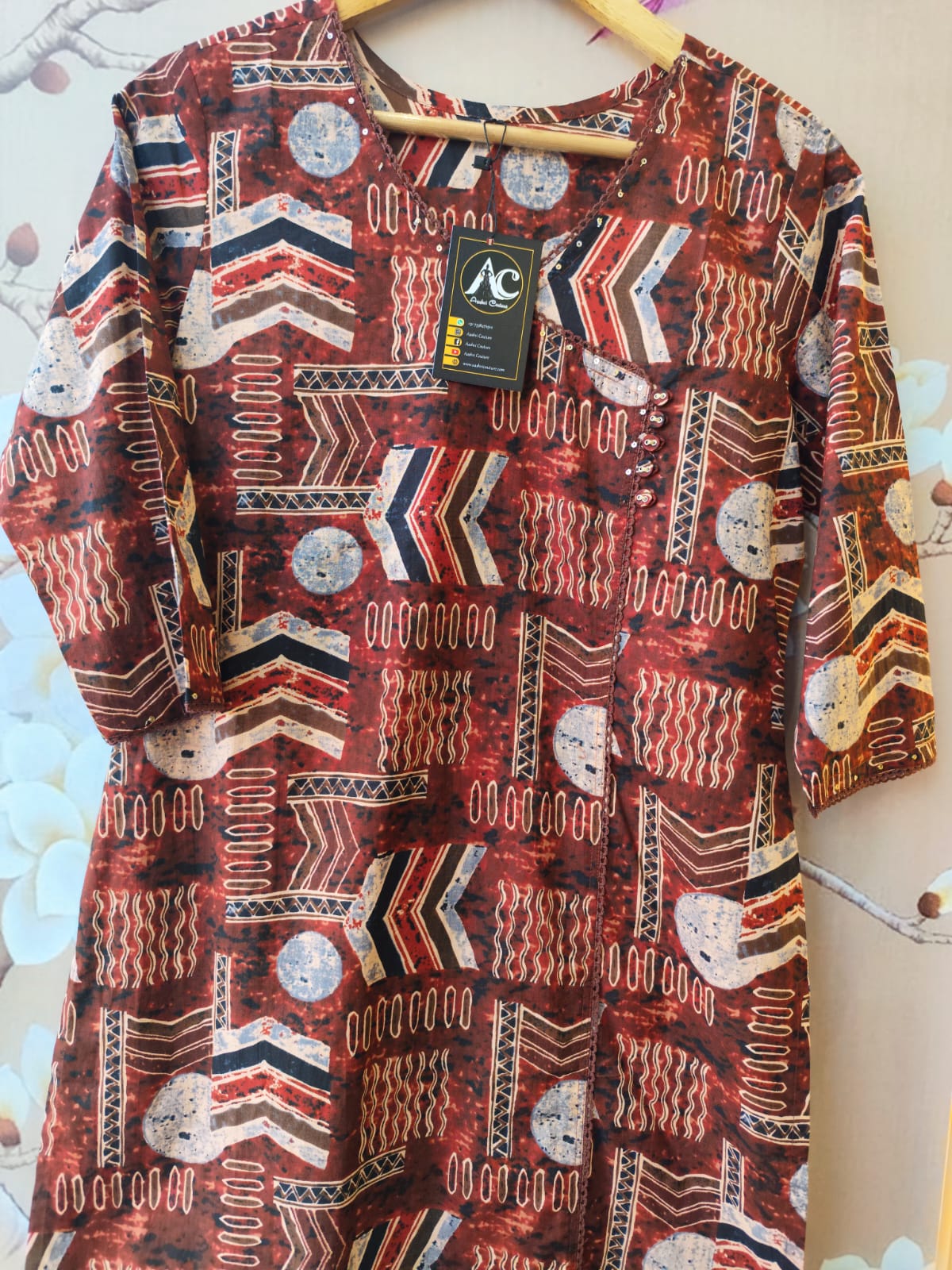 Pure cotton ajrakh angrakha multi kurti