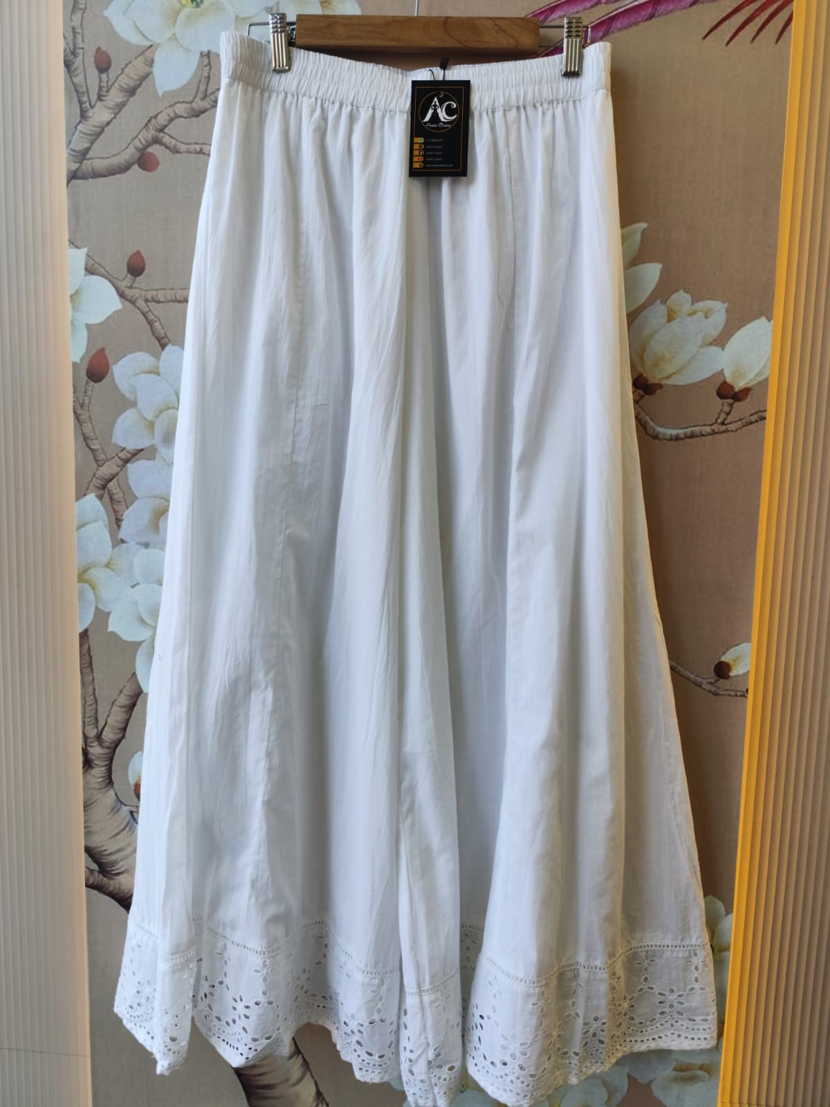 Premium cotton divider skirt plazzzo with shifli border