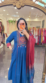 Premium cotton designer pocket blue suit set