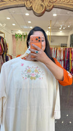 Smart cotton front n back embroidered A line suit set