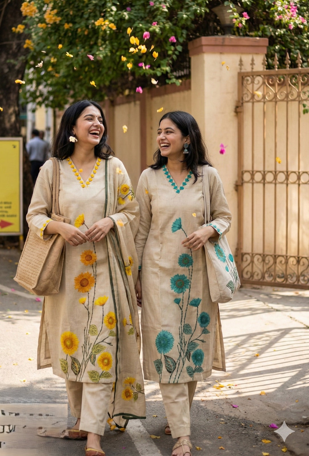 Smart linen chanderi githan work full suit set. Only yellow available