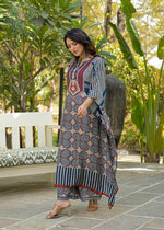 Premium Mul silk ajrakh kaftan co ord