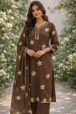 Pure cotton applique work cotton full suit set