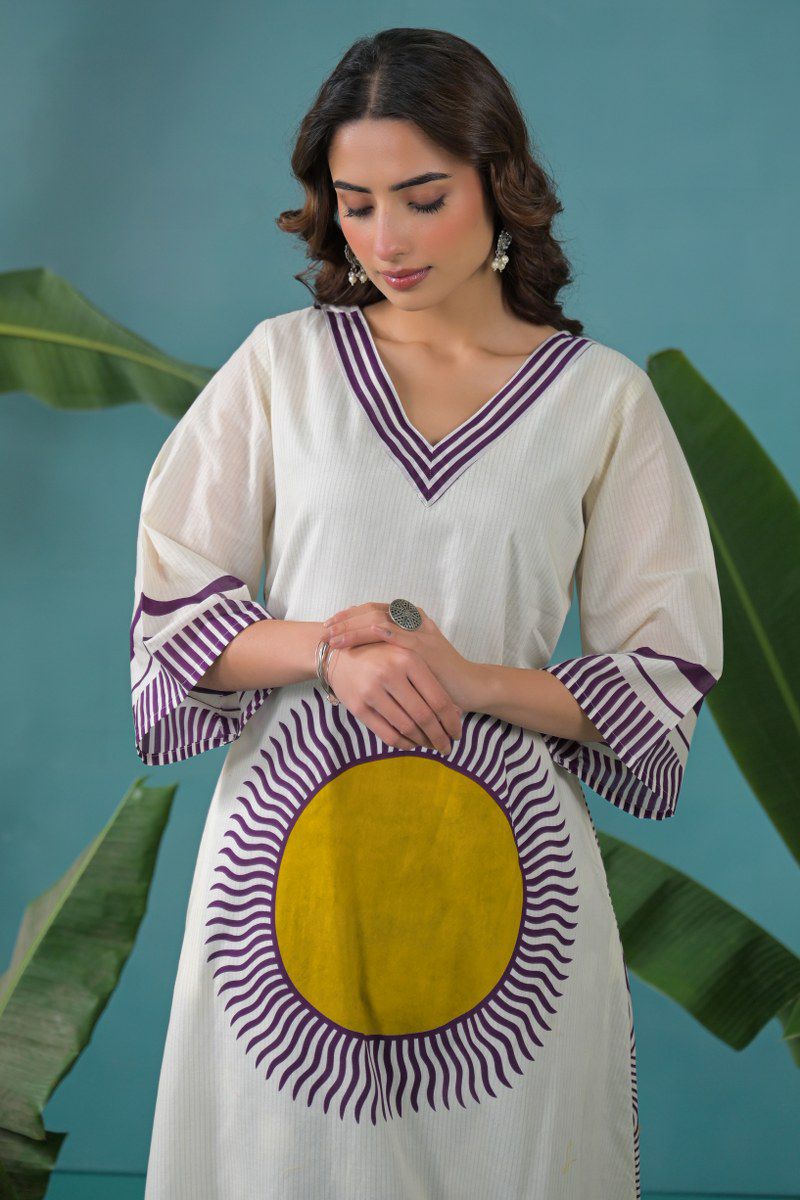 Premium Mul cotton lining Co ord in purple
