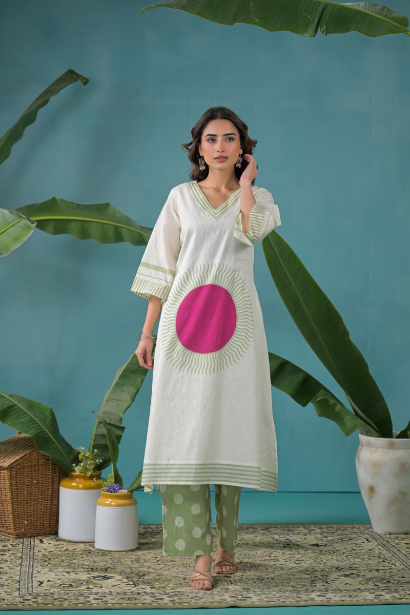 Premium Mul cotton lining Co ord in green