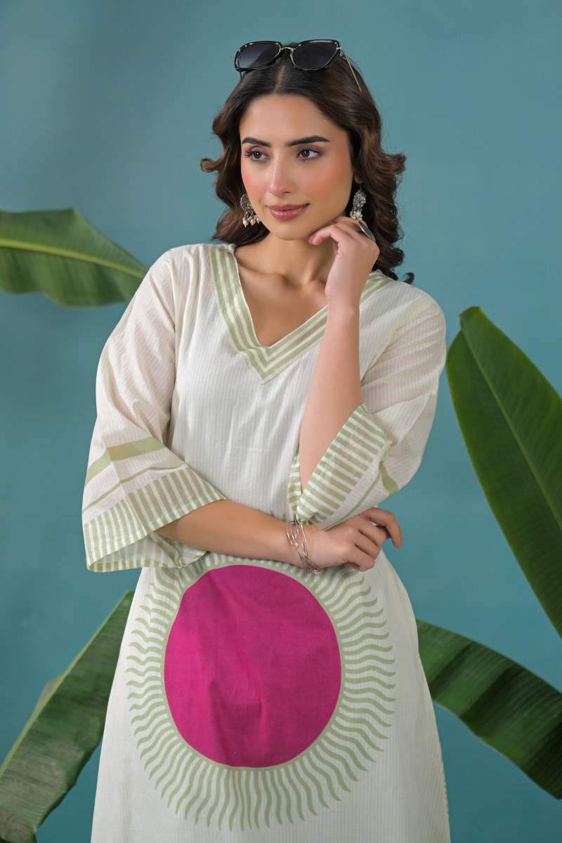 Premium Mul cotton lining Co ord in green