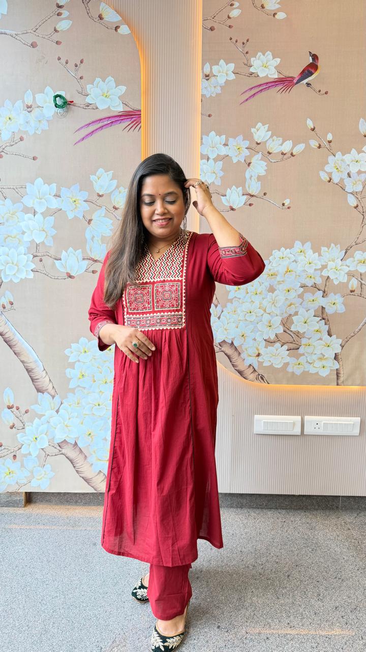 (Mother) Cotton ajrakh Kurta pant