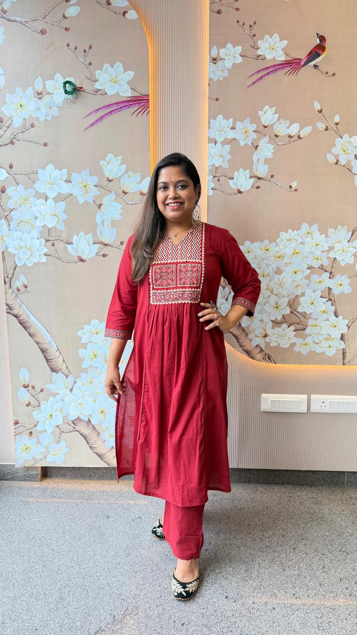 (Mother) Cotton ajrakh Kurta pant