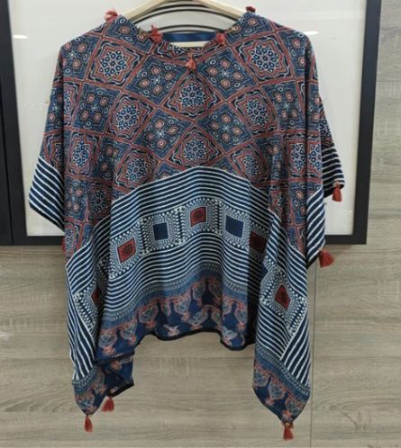 Premium silk ajrakh kaftan top
