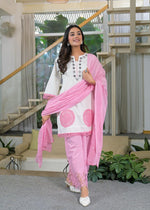 Designer shifli pants paired with a cotton dupatta with Mul lining and real mirror hand work suit set