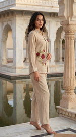 Premium smart embroidered jute with Mul lining co ord set