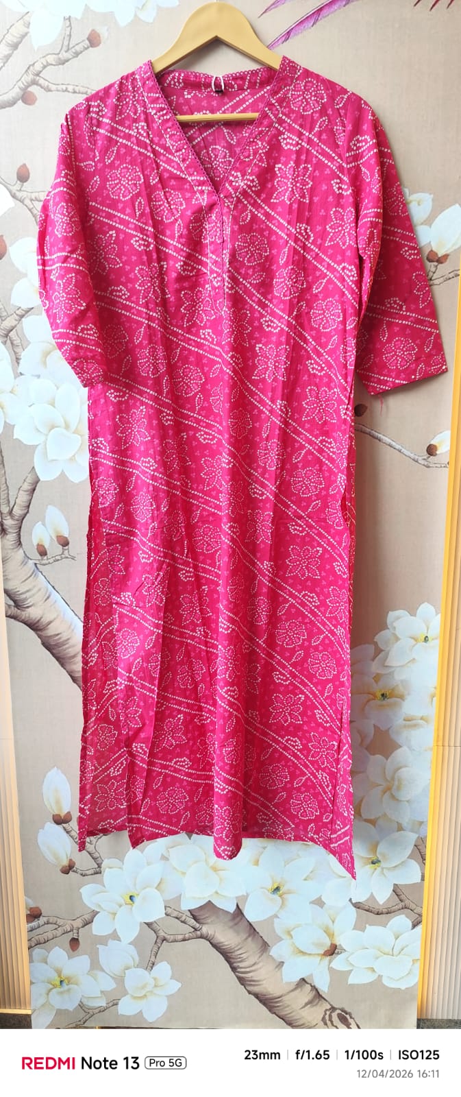 Bhandhani print kurti pink