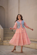 Dobby cotton full embroidered one piece paired with a shrug