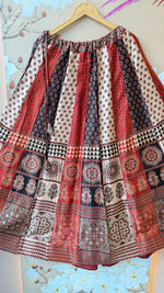 Super pretty gaji silk ajrakh skirt red n black