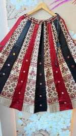 Super pretty gaji silk ajrakh skirt red n black with mirror