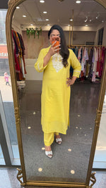 Wow premium textured cotton co ord set in yellow