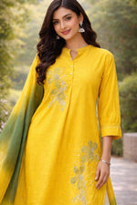 Applique work cotton full suit set in ombré effect in most viral colour