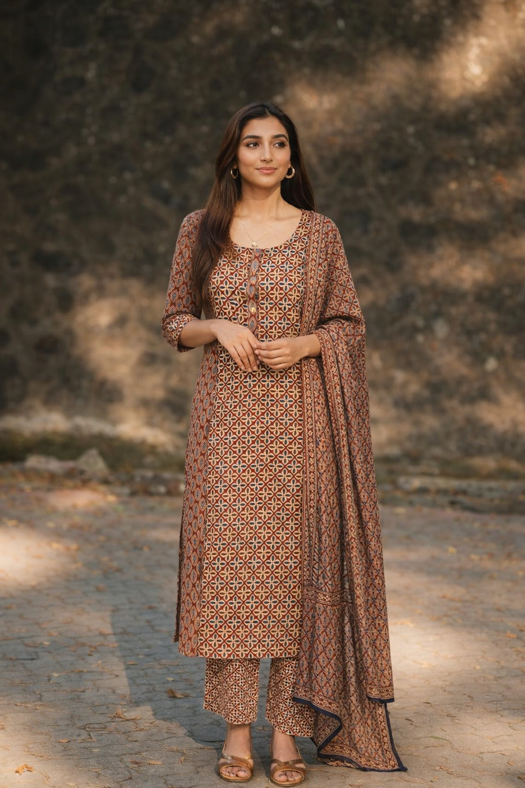 Pure cotton ajrakh full suit set