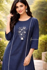 Super smart applique work lace detailing co ord in blue