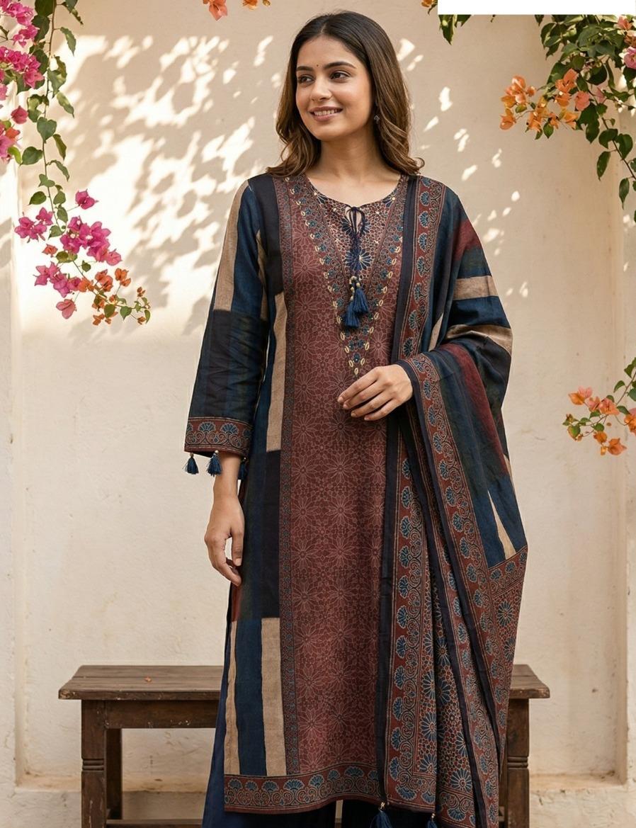 Pure ajrakh full suit set