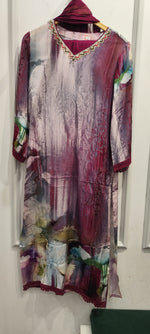 Pure crepe full suit in wine