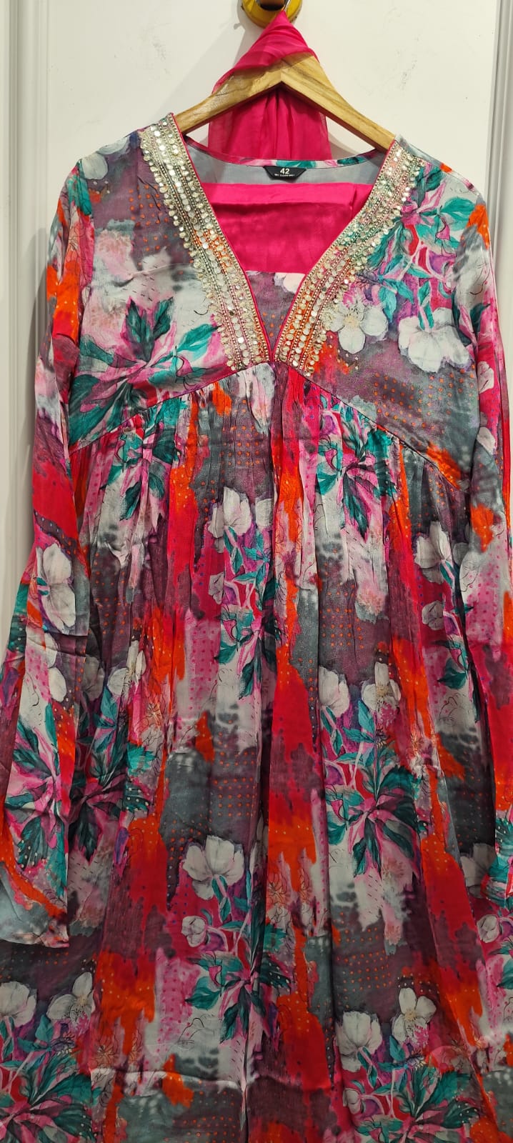 Soft mul silk anarkali full suit SET