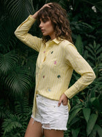 Smart embroidered yellow stripes shirt