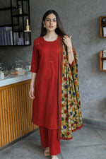Super pretty cotton suit set paired with Kalamkari dupatta