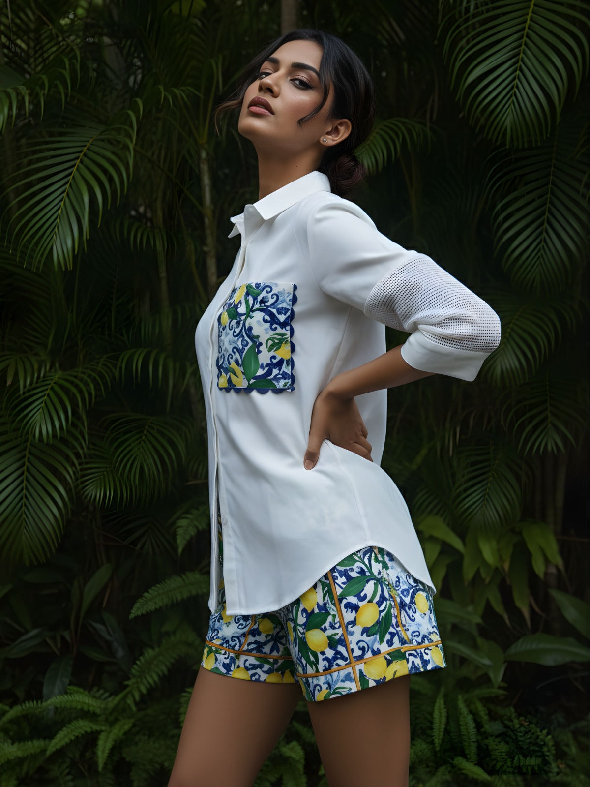 Premium cotton lining shifli detailing on sleeve only shirt