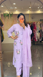 Restocked !! Fully embroidered cotton suit set in purple