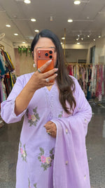 Restocked !! Fully embroidered cotton suit set in purple