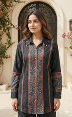 Pure Mul silk ajrakh co ord set in black