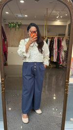 Premium cotton pants paired with super elegant textured cotton top