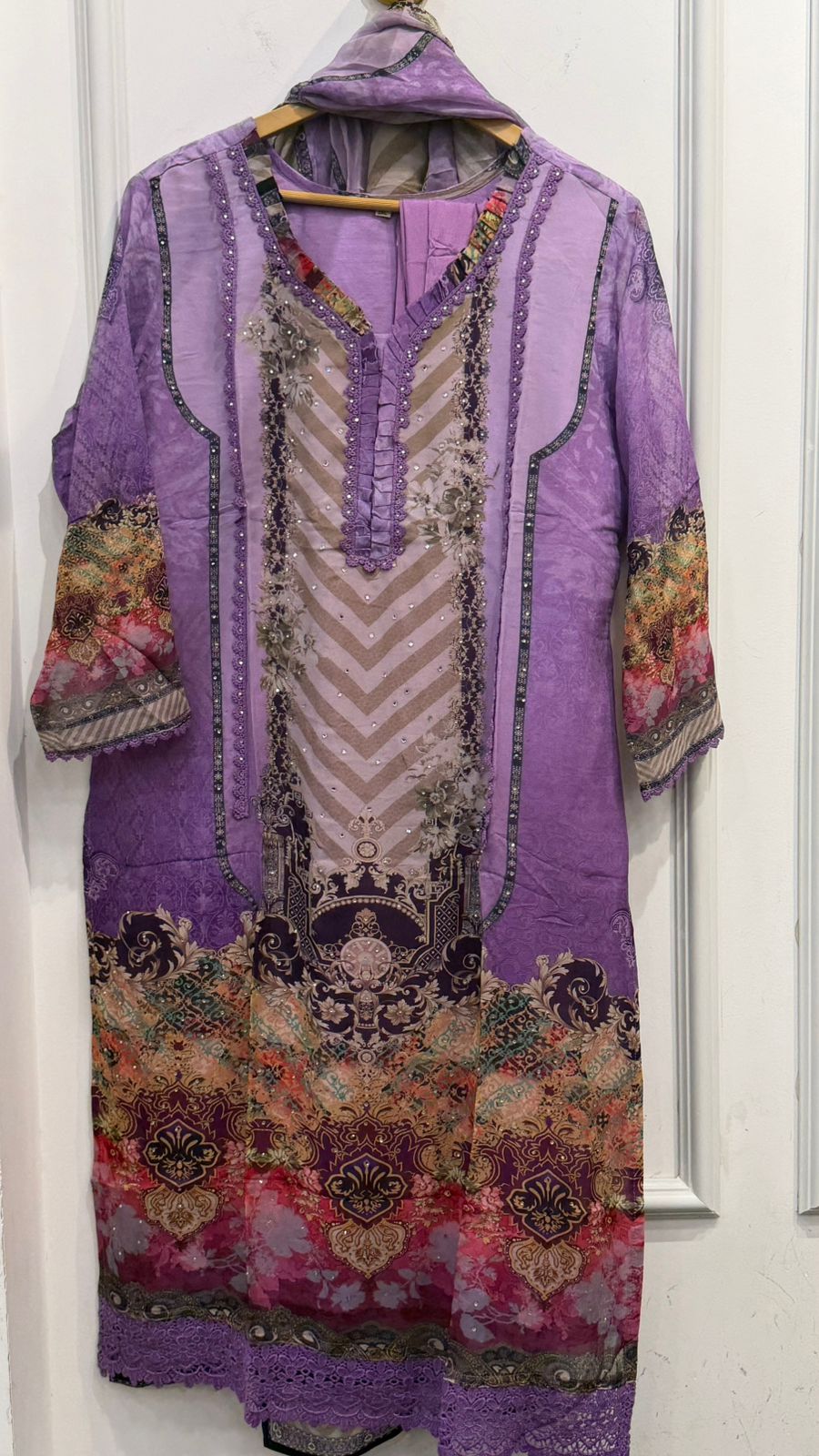 Premium orgenza lace detailing swaroski embellished full suit