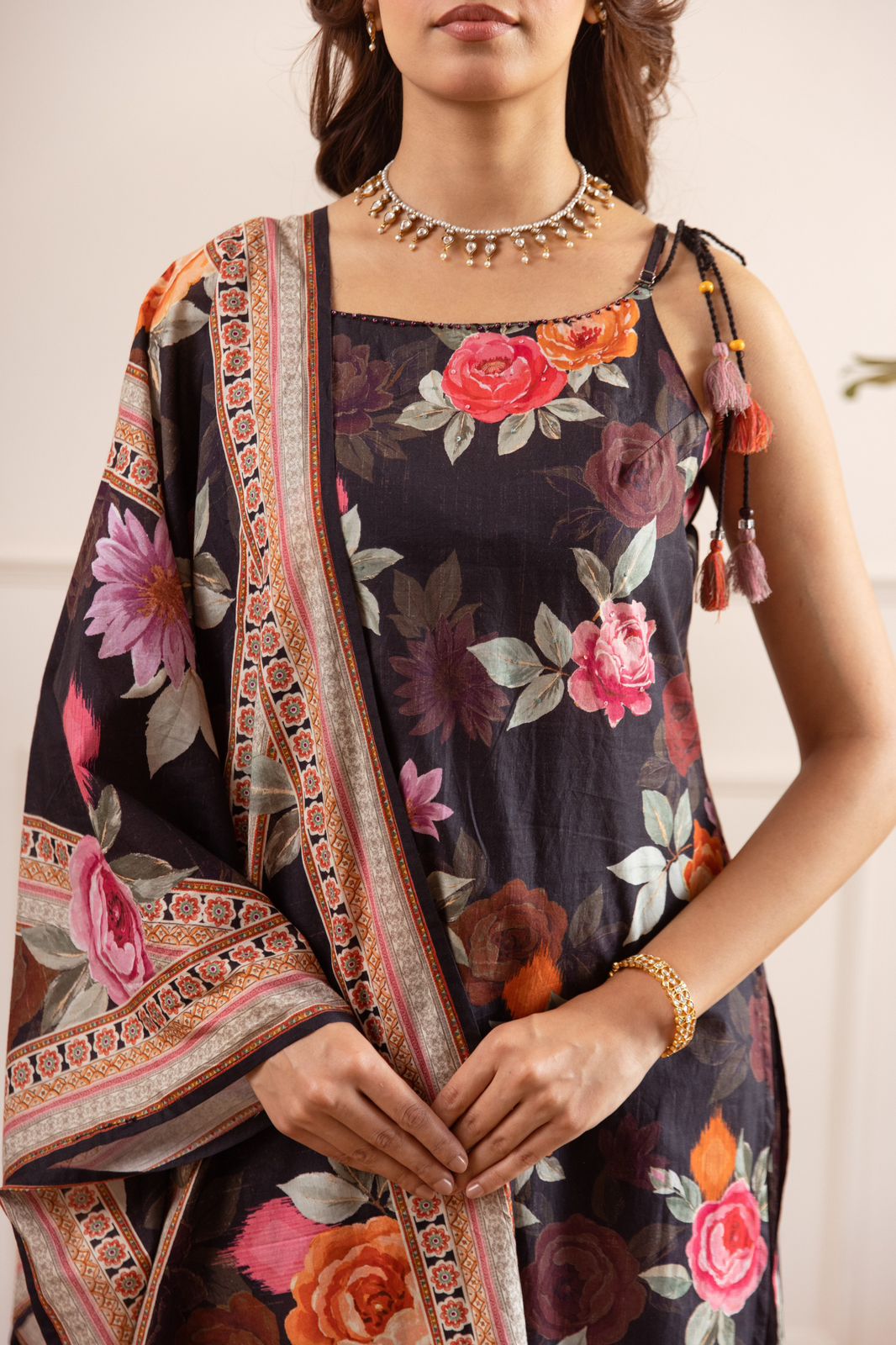 Noodle strap cotton digital printed suit set