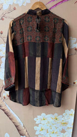 Viral crepe silk shirt with coin detailing in green