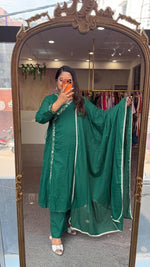 Super soft Mul cotton angrakha full suit set in green