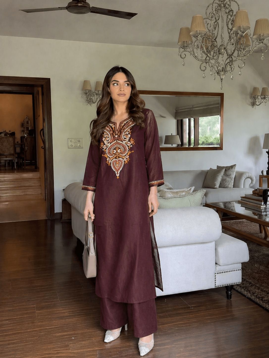 Embroidery cotton kurta pant