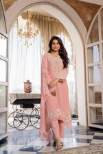 Super Pinteresty Mul Chanderi embroidered cotton suit set in pink
