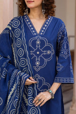 Royal blue bandhani cotton suit set