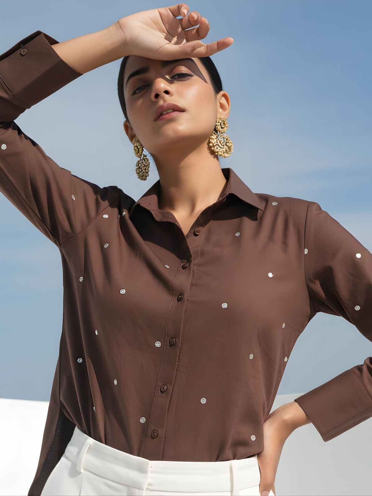Super pretty cotton zari detailing shirt