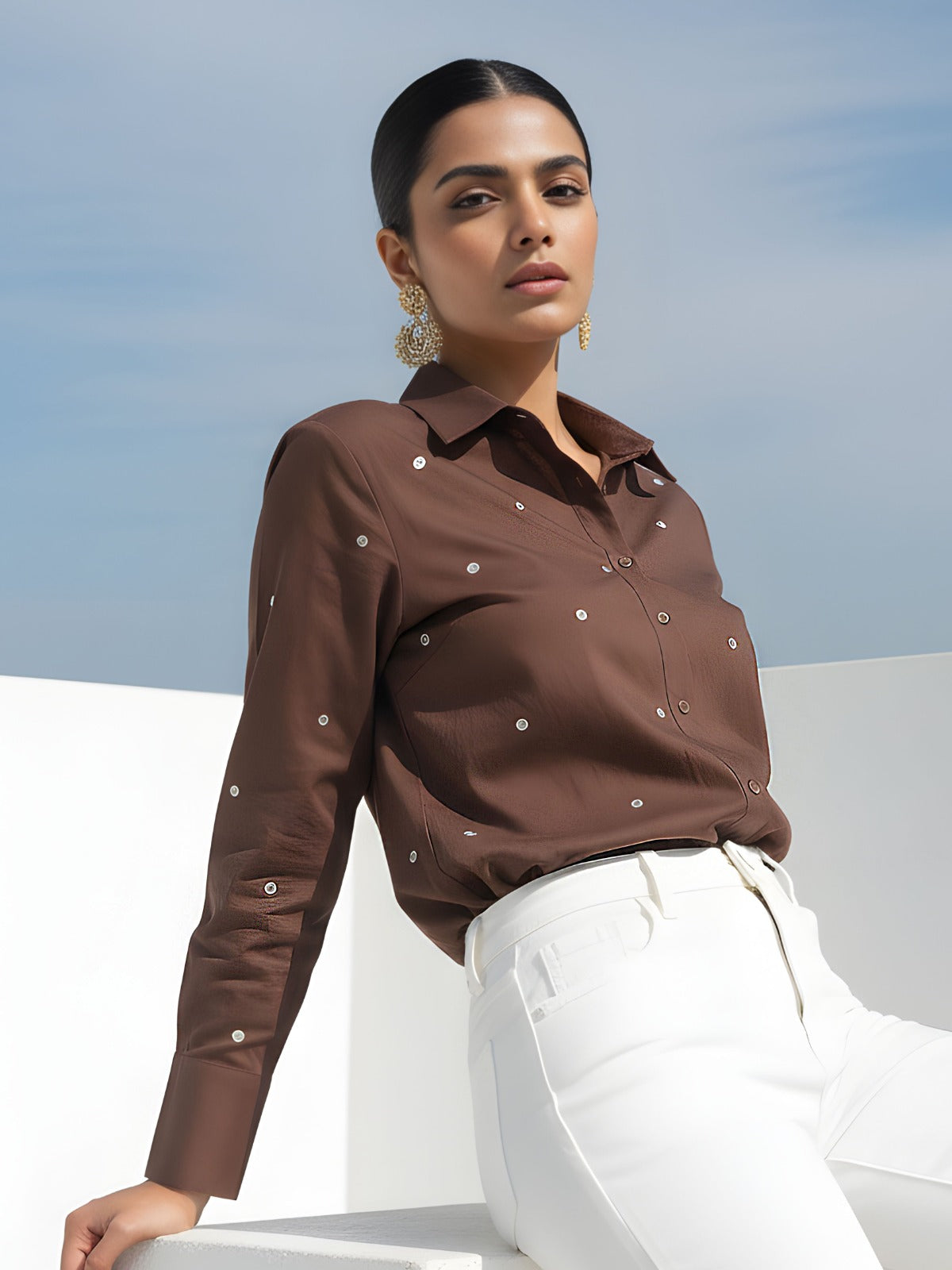 Super pretty cotton zari detailing shirt