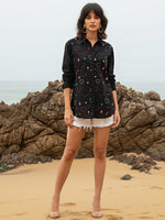 Fully multi embroidered black shirt