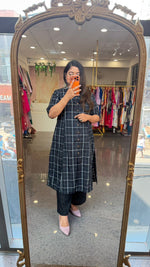 Chequered cotton kurta pant