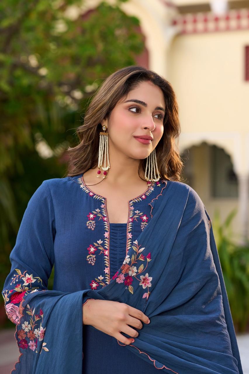 Fully embroidered pure cotton full Suit