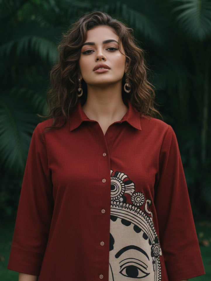 Pretty Kalamkari cotton dress in red