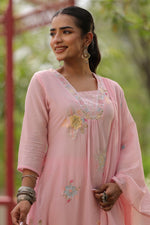 Pure Mul cotton fully embroidered in baby pink