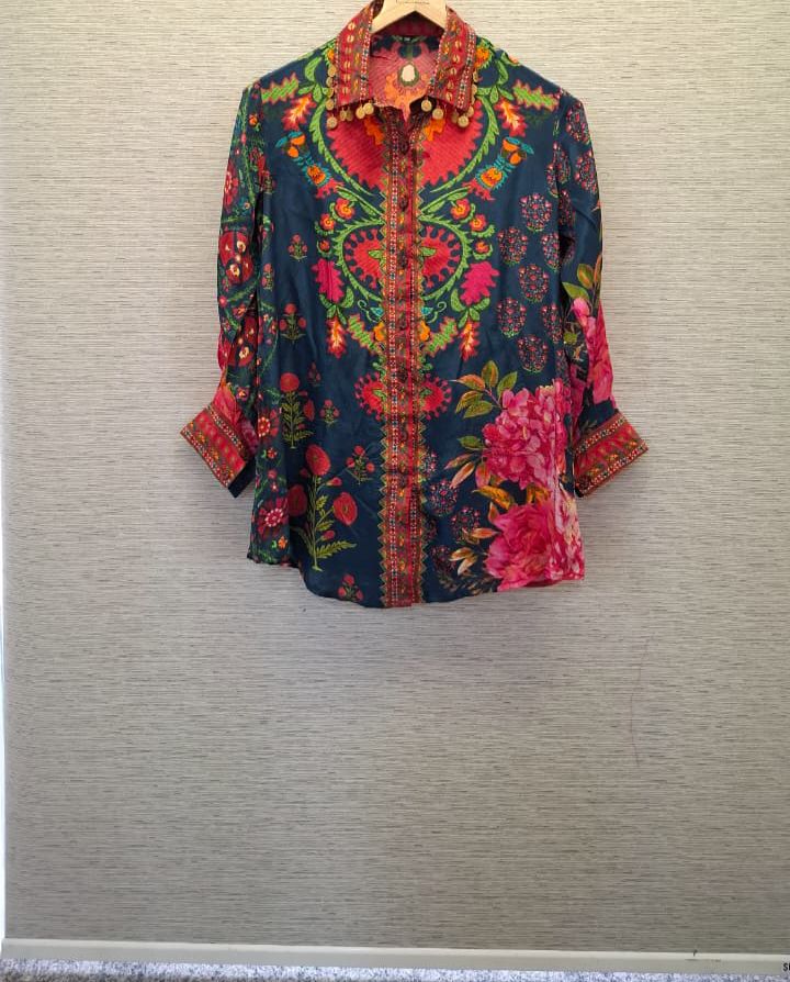 Super pretty floral designer crepe shirt