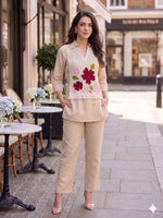 Super pretty cotton paired with jute applique co ord set