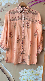 Smart Mul chanderi digital printed comes with spaghetti in peach
